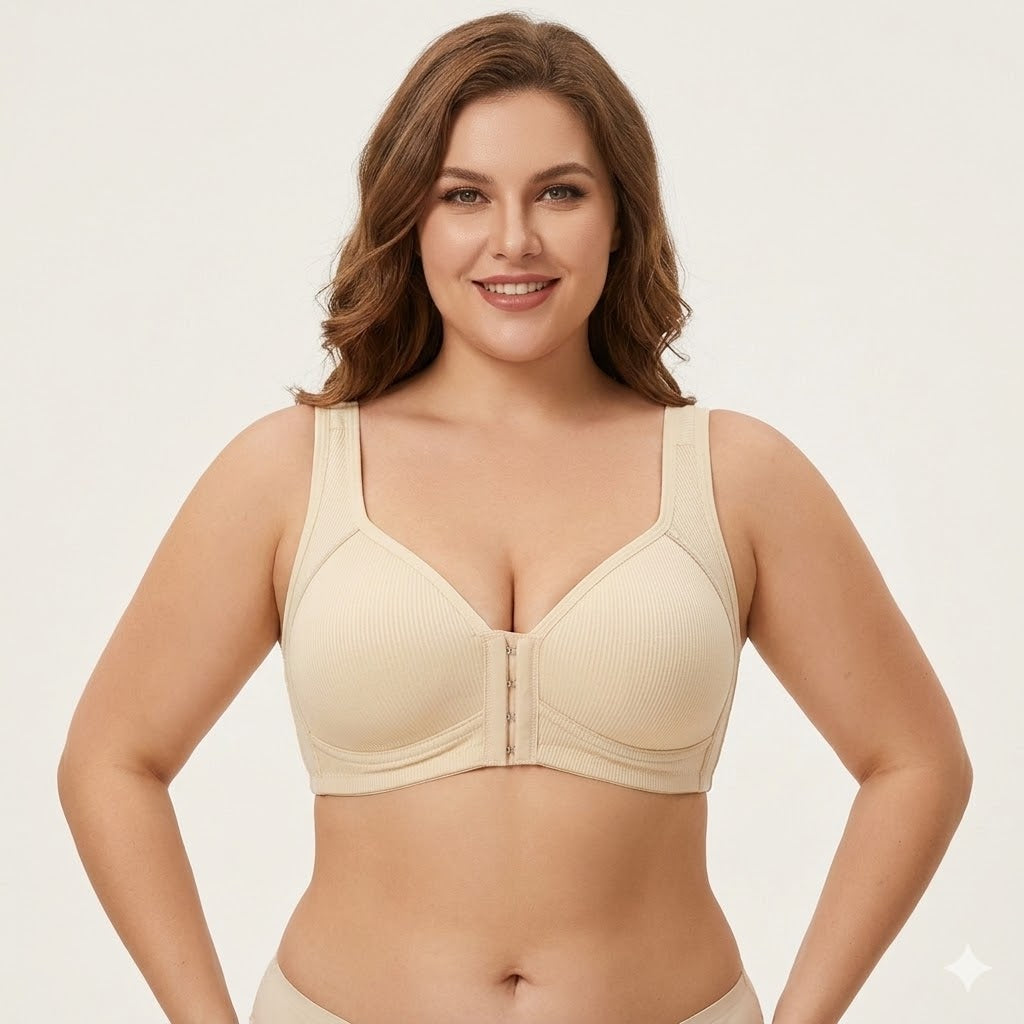 Women's Front Closure Wireless Push-Up Bra – Seamless, Breathable & Wire-Free