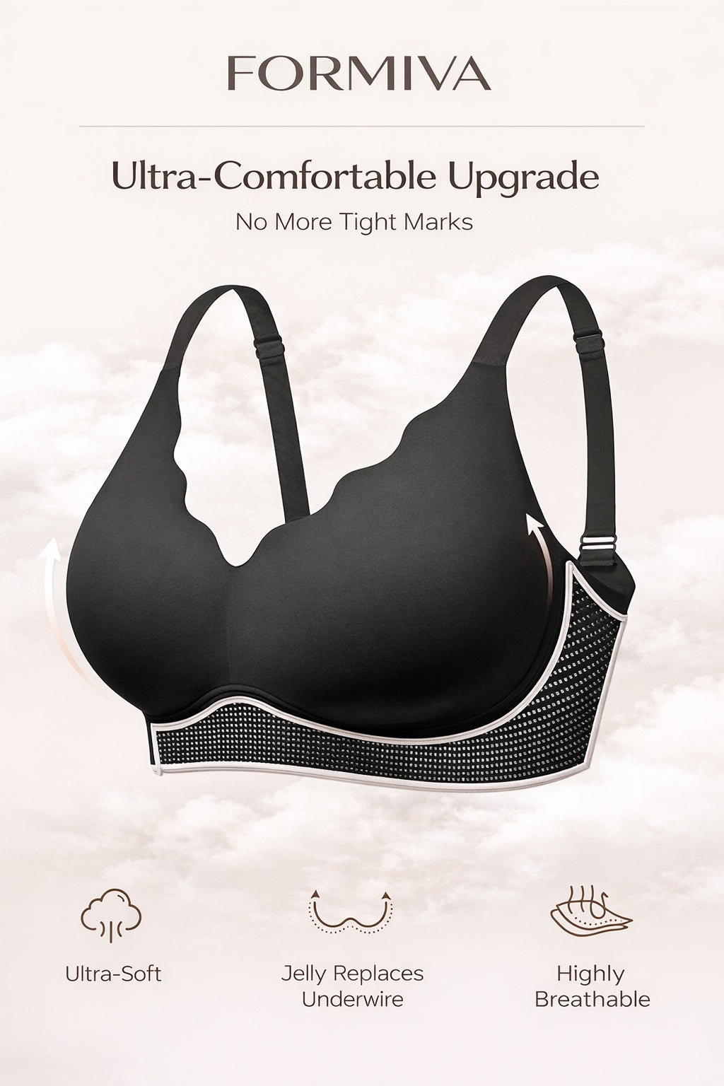 Jelly Support Wireless Bra – Seamless, Padded & All-Day Comfort