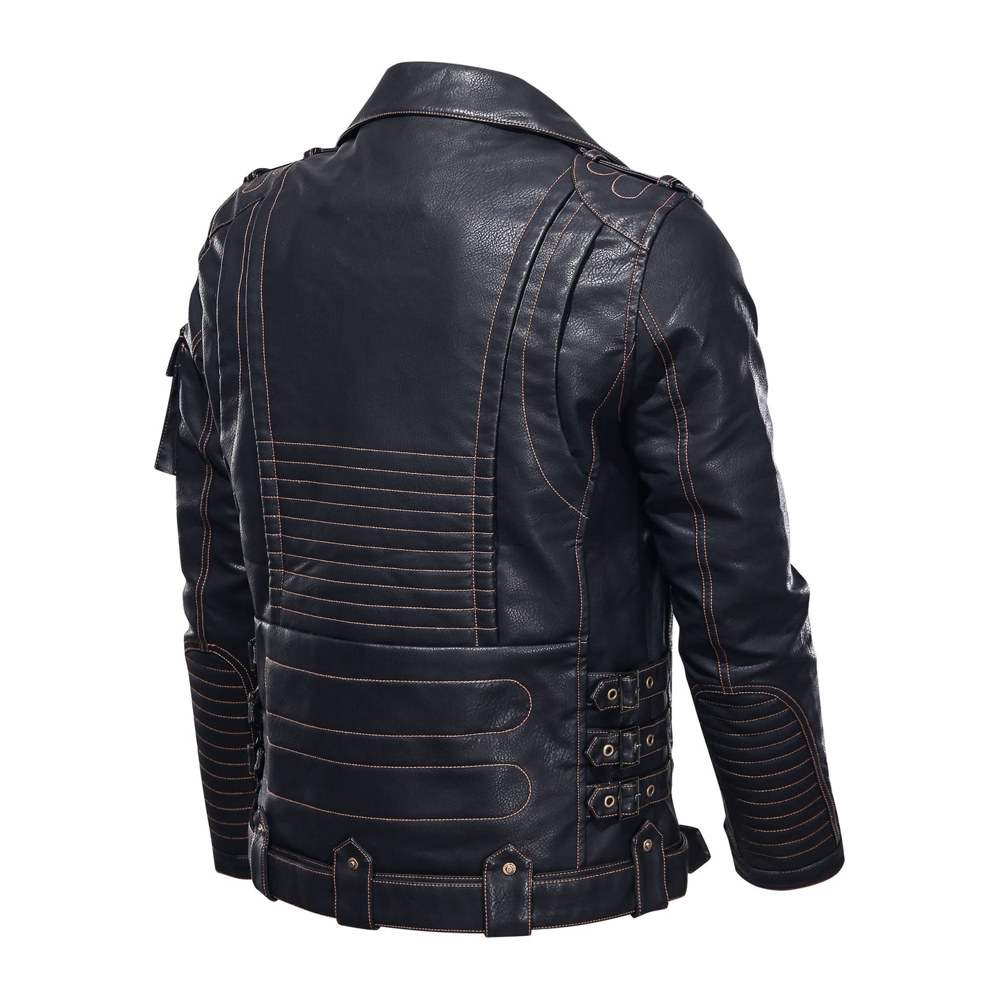Men's Punk Style PU Motorcycle Jacket | Black, Brown & Khaki | S–3XL