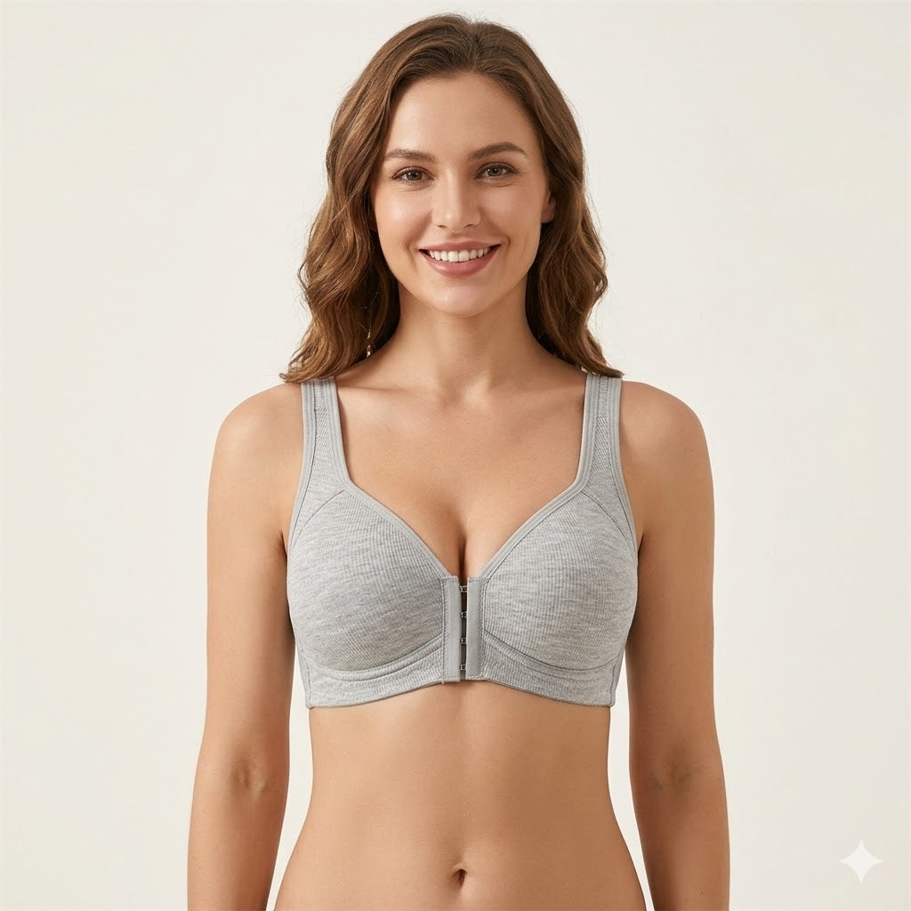 Women's Front Closure Wireless Push-Up Bra – Seamless, Breathable & Wire-Free