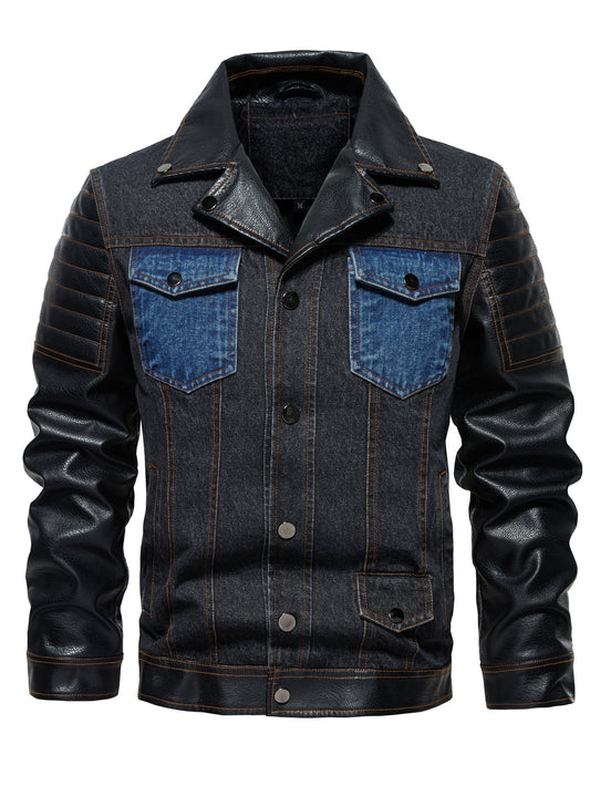 Men's Patchwork Denim Jacket — Streetwear Autumn Outerwear