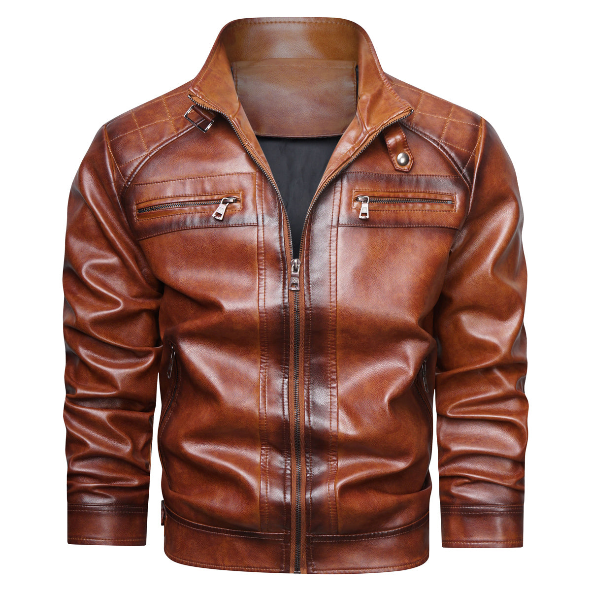 Men's Faux Leather Cafe Racer Jacket