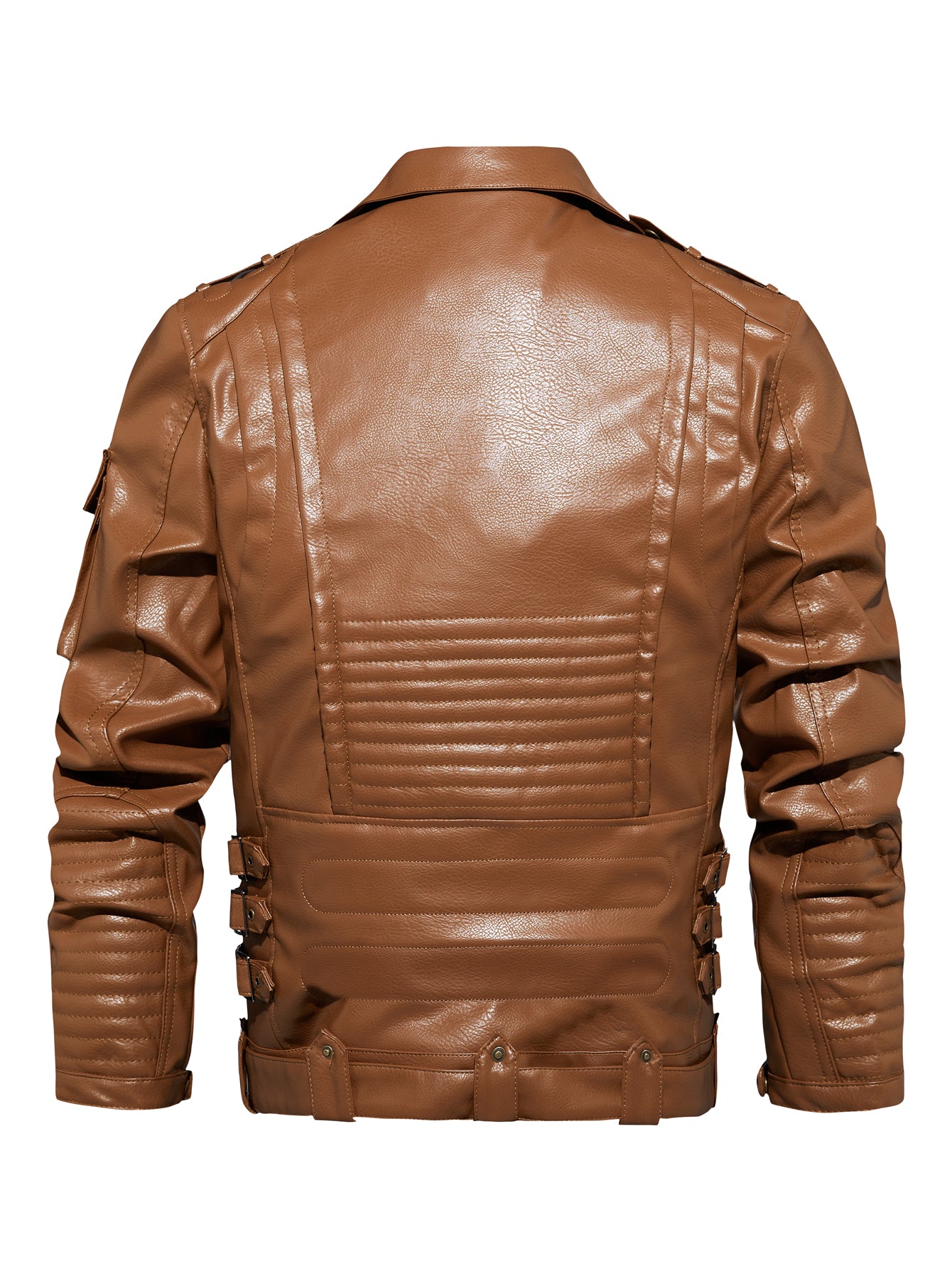 Men's Punk Style PU Motorcycle Jacket | Black, Brown & Khaki | S–3XL