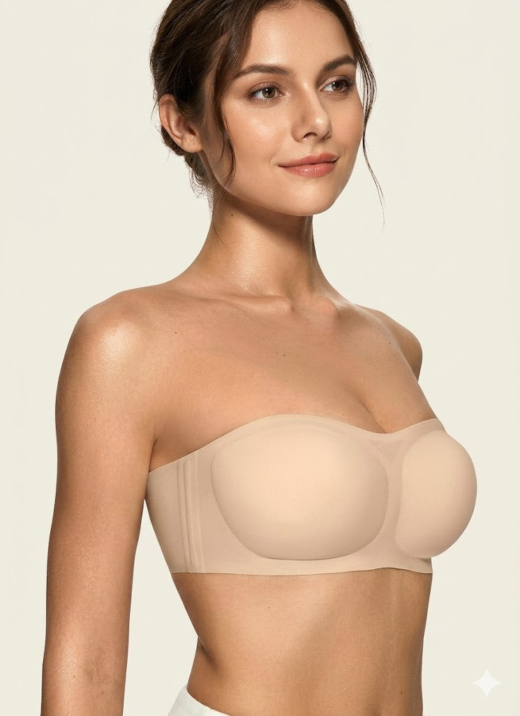 Women's Non-Slip Strapless Bandeau Bra | Wireless Padded Tube Bra