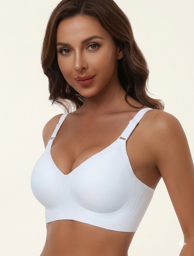 Formiva V-Neck Jelly Wireless Bra – No Underwire, Full Coverage Support