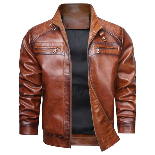 Men's Faux Leather Cafe Racer Jacket