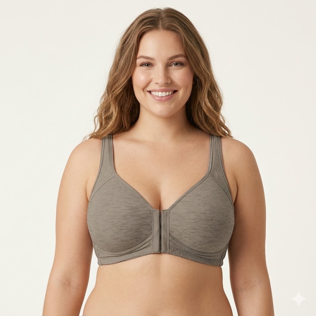 Women's Front Closure Wireless Push-Up Bra – Seamless, Breathable & Wire-Free