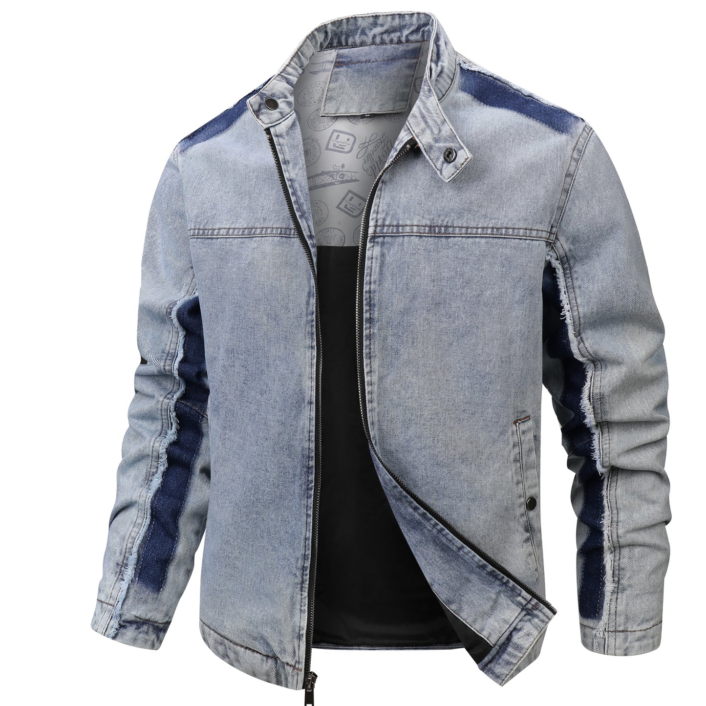 Men's Retro Denim Patchwork Jacket – Vintage Streetwear Outerwear