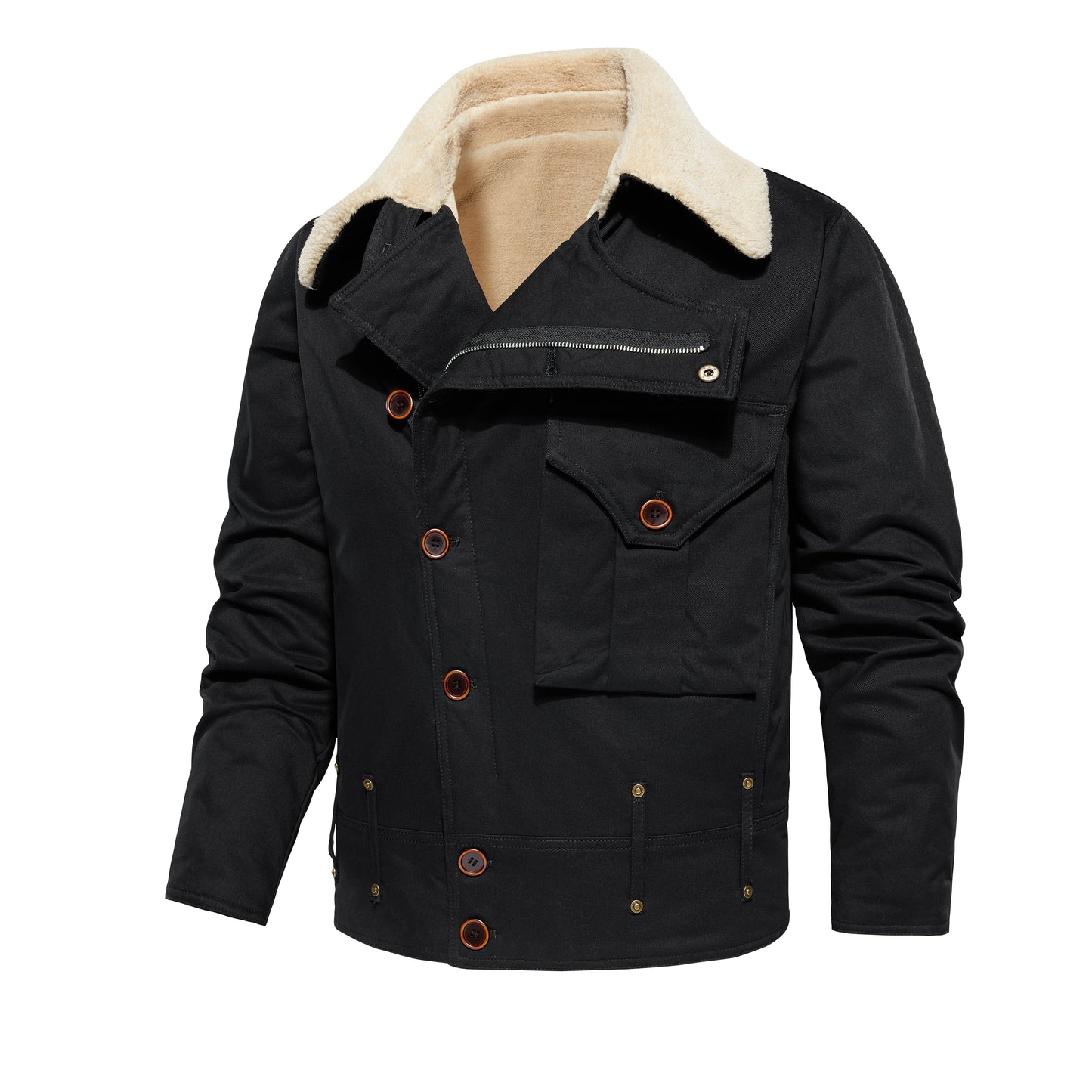 Men's Multi-Pocket Work Jacket – Thickened Fleece Outerwear